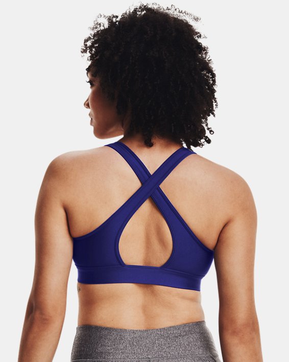 Women's Armour® Mid Crossback Graphic Sports Bra, Blue, pdpMainDesktop image number 5